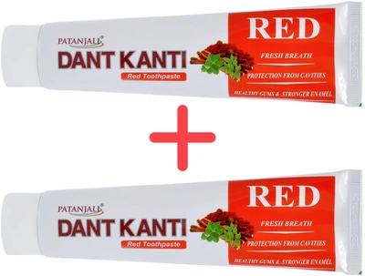 Упаковка зубної пасти Patanjali Ayurved Dant Kanti Red 100 г х 2 шт (8904109464874)