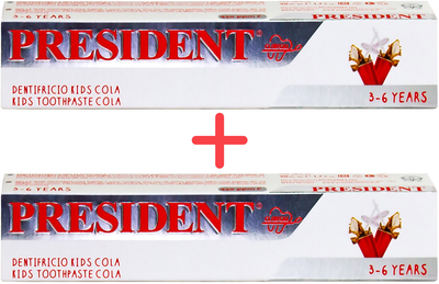 Упаковка детской зубной пасты President Kids Cola от 3 до 6 лет 50 мл х 2 шт (8030009700535)