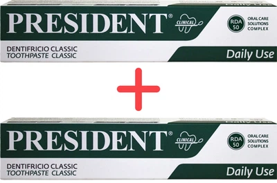 Упаковка зубної пасти President Classic 75 мл х 2 шт (8030009700481)