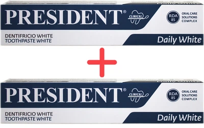 Упаковка зубної пасти President White 75 мл х 2 шт (8030009700597)