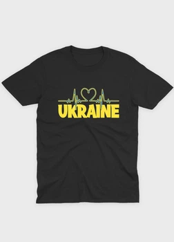 Жіноча футболка MODNO з патріотичним принтом UKRAINE S Чорний (TS001-3-BL-005-1-099-F)