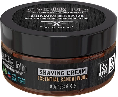 Крем для гоління з екстрактом сандалового дерева - Razor MD Shaving Cream Essential Sandalwood 224g (1326144-6949106)