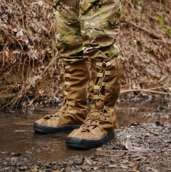 Тактичні військові водоштовхувальні бахіли для захисту від дощу гамаші на взуття Койот XL (46-48 розмір)