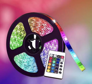 Світлодіодна Led Стрічка Rgb 3528 5 Метрів З Блоком Живлення І Пультом Ду