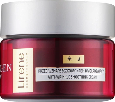 Розгладжуючий крем для обличчя проти зморшок 50+ - Lirene Collagen Glow Anti-Wrinkle Smoothing Cream 50ml (1284254-140752)