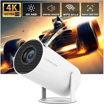 Смарт Проектор MAGCUBIC HY300 4K Android 11 HD BT 5.0 Dual Wi-Fi Домашний кинотеатр Белый
