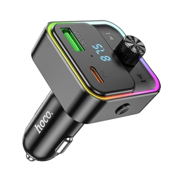АЗП з FM-модулятором HOCO E81 Fantasy PD30W+QC3.0 car BT FM transmitter Black (6942007612296)