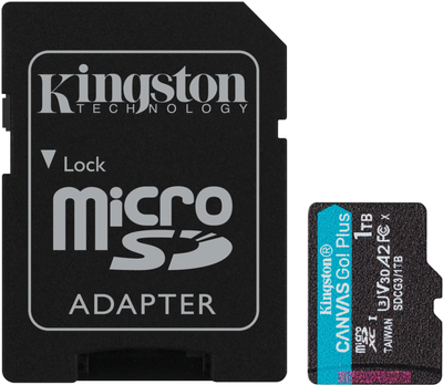 Karta pamięci Kingston MicroSDXC 1TB Canvas Go! Plus Class 10 UHS-I U3 V30 A2 + adapter SD (SDCG3/1TB)