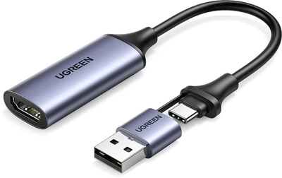 Конвертор сигналу Ugreen CM489 USB-A/Type-C to HDMI Video Capture Device Gray (UGR-40189)