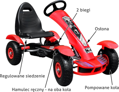 Gokart na pedały Ramiz Racing XL Czerwony (5903864909708)