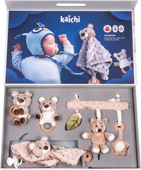 Ігровий набір для малюків Ramiz 4 in 1 Сенсорна іграшка + Підвісна іграшка + Брязкальце-прорізувач 2 шт (5903864958874)