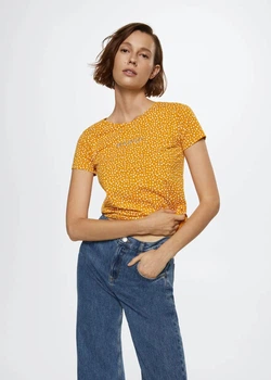 Футболка из хлопка с принтом Mango 37040566OМ размер M