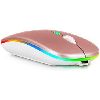 Беспроводная мышь Bluetooth перезаряжаемая с RGB подсветкой 2,4 ГГц Rose Gold