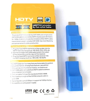 Удлинитель HDMI 4K 2K видео сигнала по UTP кабелю по одной витой паре передатчик преобразователь HDMI Extender rj45 по локальной сети CAT5e/6 (XU19)