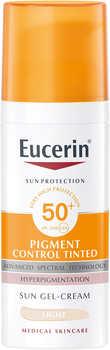 Солнцезащитный гель-крем для лица Eucerin Pigment Control с тонирующим эффектом для кожи склонной к гиперпигментации с SPF 50+ Светлый оттенок 50 мл (4005900908421)