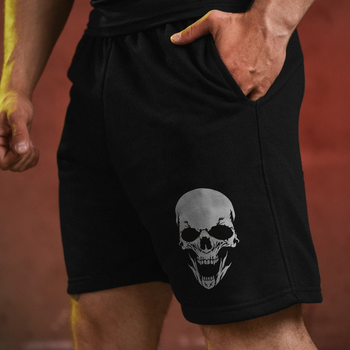 Трикотажні шорти з принтом Skull чорні розмір 2XL