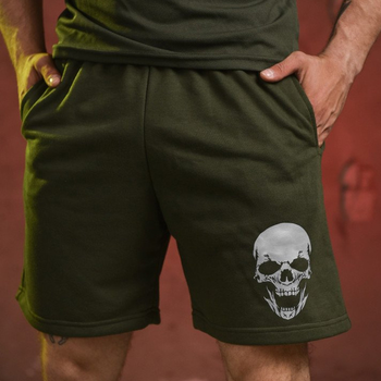Трикотажные шорты с принтом Skull олива размер XL