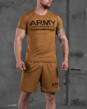 Чоловічий літній комплект Army Ukraine шорти+футболка L койот (87563)