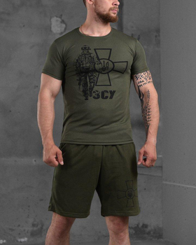 Армійський чоловічий літній костюм ЗСУ шорти+футболка 3XL олива (87564)