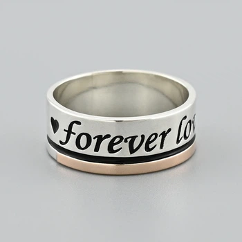 Каблучка срібна жіноча з золотом forever love БС565