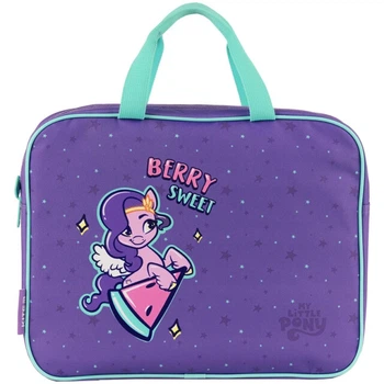 Сумка-портфель A4 34х27х7 см Kite Little Pony "Маленькі Поні з кавунчиком" 1 відділення на блискавці тканева з двома ручками фіолетова (LP24-589)