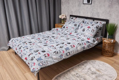 Комплект постельного белья Moon&Star Бязь Gold Люкс «Owls Gray» двуспальный 175х210 наволочки 2х50х70 (MS-820005466)