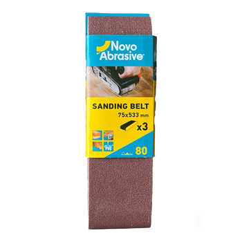 Стрічка шліфувальна абразивна NovoAbrasive Р80 75*533мм (3 шт.)