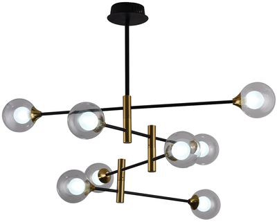 Люстра подвесная с пультом управления ПК Miorro MR838-8 Prato 320W Black/Gold (51-313-007) на кухню, для спальни, для гостиной