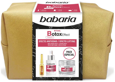 Zestaw do pielęgnacji twarzy Babaria Botox Effect Serum 30 ml + Krem 50 ml + Ampułka 5 x 2 ml + Kosmetyczka (8410412551878)