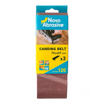 Стрічка шліфувальна абразивна NovoAbrasive Р120 75*457мм (3 шт.)