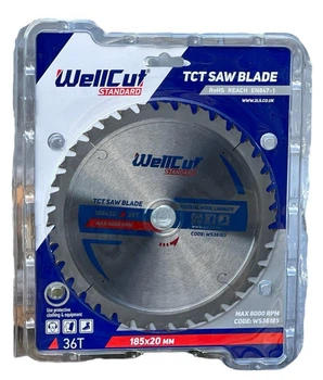 Диск пильный по дереву WellCut Standard 185х20 36T (ламинат)