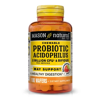Пробиотики Mason Natural Пробиотики 2 млрд КОЕ вкус клубники Probiotic Acidophilus With Bifidus 100 жевательных таблеток