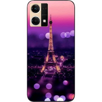 Силиконовый чехол SMTT для Oppo Reno 7 4G с картинкой Париж ночью
