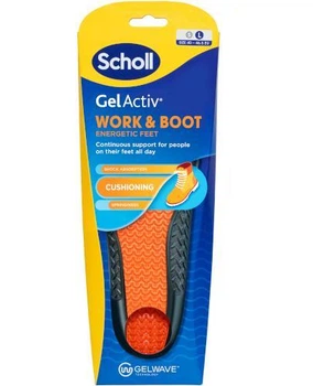 Стельки для работы и длительного стой Шолл Scholl GelActiv Work & Boot Energetic Feet L размер 40-46,5 см - от усталости ног, 1 пара