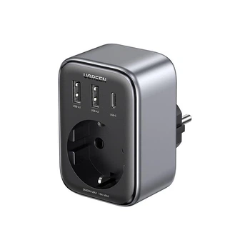 Мережевий зарядний пристрій UGREEN CD314 2xUSB 18W + USB-C 30W + 1xAC Space Grey (90613)