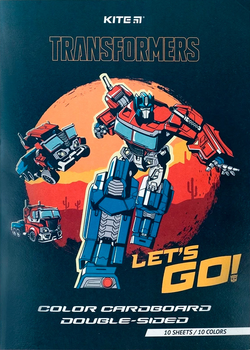 Двусторонний цветной картон Kite Transformers А4 10 цветов 10 листов (TF24-255)