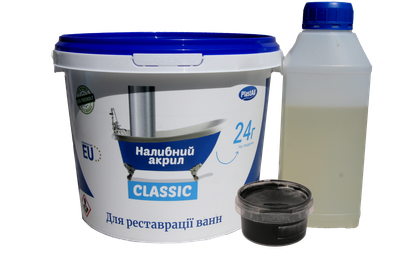 Жидкий акрил для реставрации ванн Plastall Classic 1.7 м цветной Черный 3.3 кг