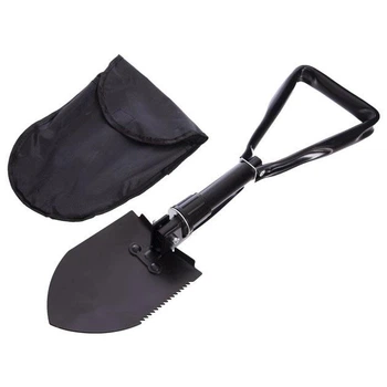 Лопата туристическая складная многофункциональная Shovel 009 мини лопата для кемпинга, саперная лопата. Цвет: черный
