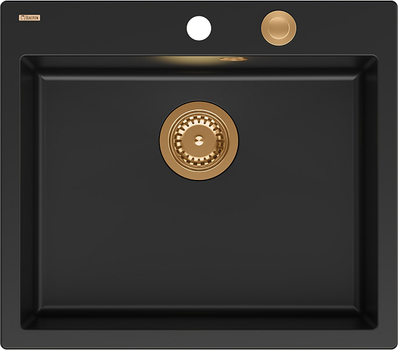 Кухонна мийка Quadron Morgan 110 Чорна + syfon Push-2-Open в кольорі PVD (HB8304U7-C1_P2O)