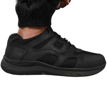 Тактичні кросівки літні Police чорні шкіряні сітка прошиті 42