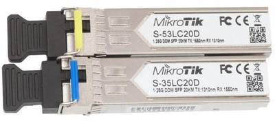 Модуль SFP MikroTik S-3553LC20D пара (1.25G Single Mode, LC, до 20 км, підтримує DDM) модуль SFP