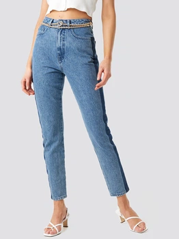 Джинсы Slim Fit женские NA-KD 1100-001647-0003 34 Синие (7325941481699)