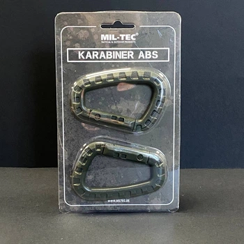 Набір 2 карабіни Mil-Tec Олива KARABINER ABS (2 ST./BLISTER) OLIV (15921001)