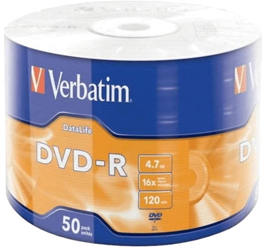 Dyski Verbatim DVD-R 4.7GB 16x DataLife Matt Silver Spindle 50 szt (0023942437918)