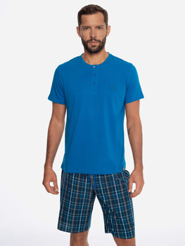 Piżama (koszulka + szorty) męska bawełniana Henderson 41294-55X L Niebieska (5903972249055)