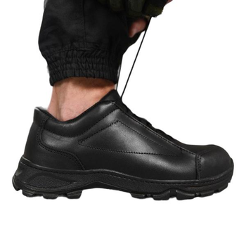 Тактические кроссовки летние Extreme Police ВТ1007 черные кожаные прошитые 45