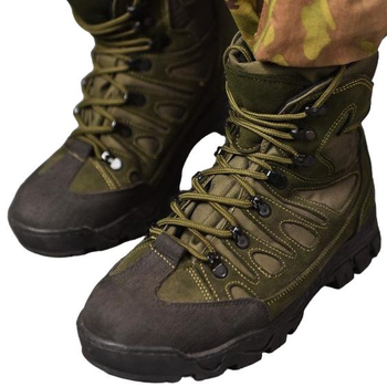 Берцы демисезонные тактические ботинки Fanat ВТ6647 хаки олива кожаные прошитые 45