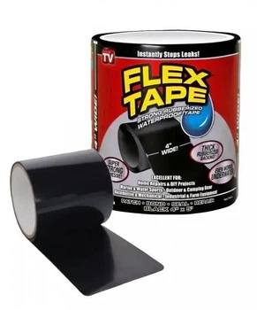Монтажна ізоляційна стрічка Flex Tape самоклейна водонепроникна 100 мм х 1.5 м Чорна (169)