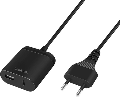 Adapter LogiLink USB Type A + USB Type-C 12 W 1.5 m Black (4052792061727)