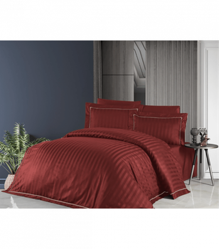 Комплект постельного белья Deluxe Satin Dark Series First Choice - First Choice - DLX-27 Novel Line Cinnamon - Евро - Бордовый